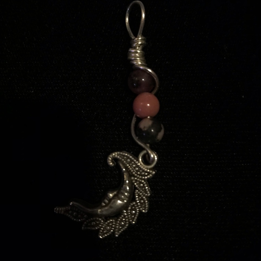 Real crystals moon pendent